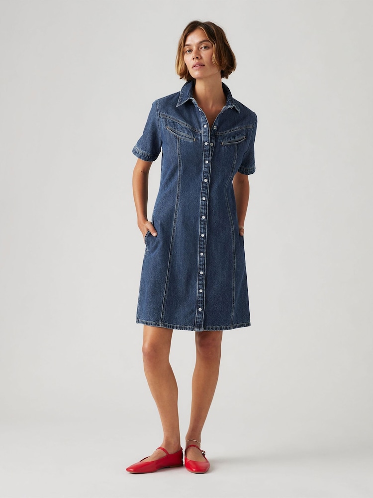 Levi's® Blue Rinoa Denim Shortsleeve 100% Cotton Dress - Image 4 of 7