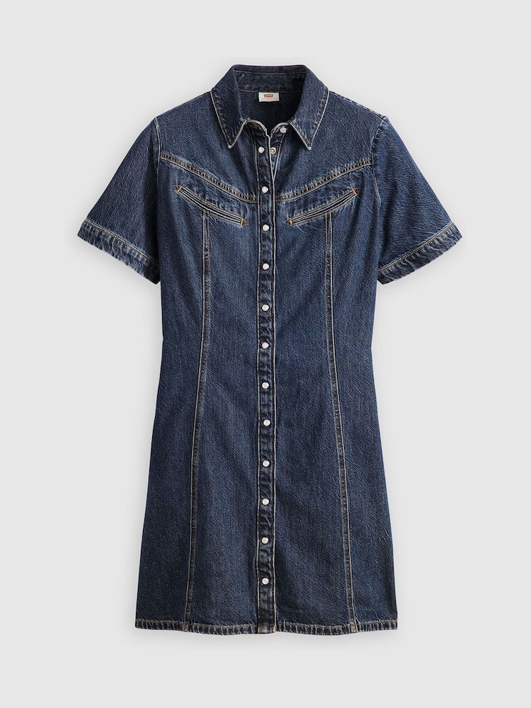 Levi's® Blue Rinoa Denim Shortsleeve 100% Cotton Dress - Image 5 of 7