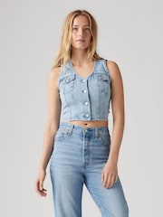 Levi's® Blue Bella Denim Corset 100% Cotton Vest - Image 1 of 5