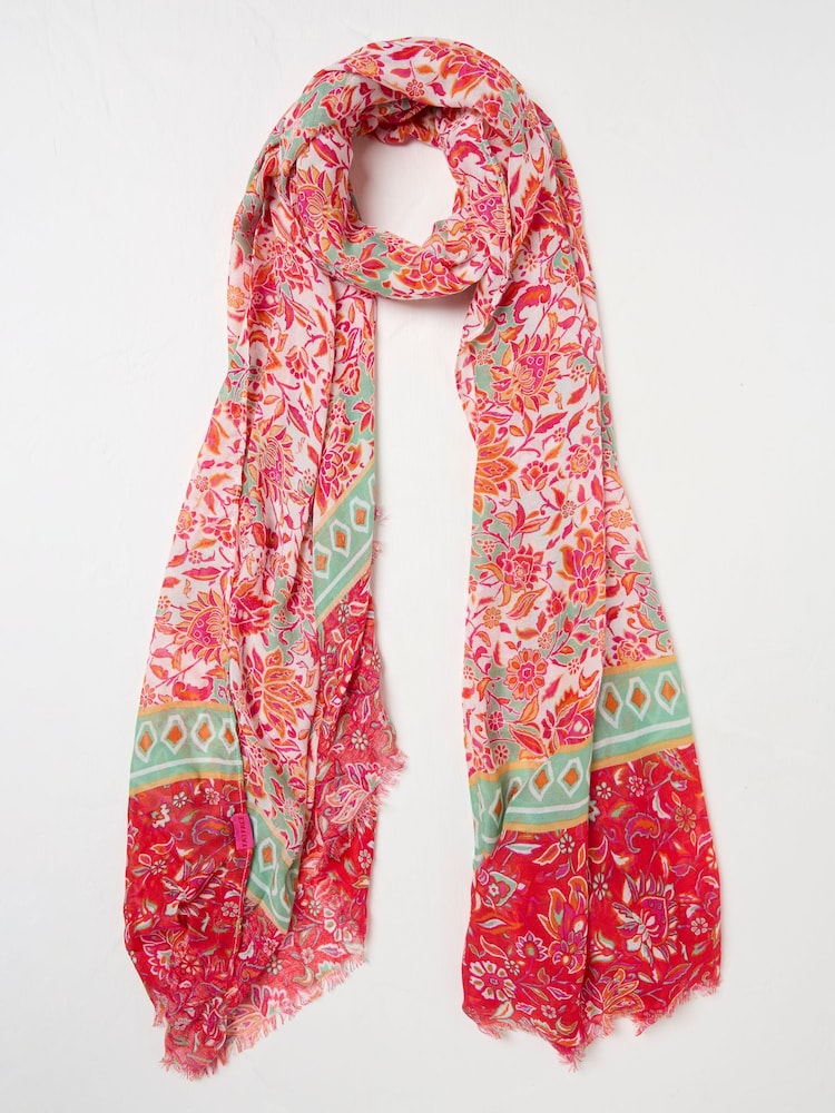 FatFace Pink Utopia Printed Lightweight Scarf - Image 1 of 2 FatFace Pink Utopia Printed Lightweight Scarf - Image 1 of 2