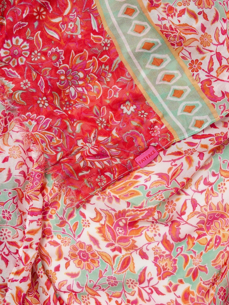 FatFace Pink Utopia Printed Lightweight Scarf - Image 2 of 2