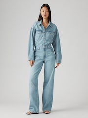 Levi's® Candle Light Baggy Denim Wide Leg Shirt Jumpsuit - Image 4 of 11