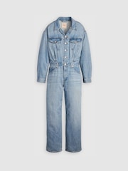 Levi's® Candle Light Baggy Denim Wide Leg Shirt Jumpsuit - Image 9 of 11