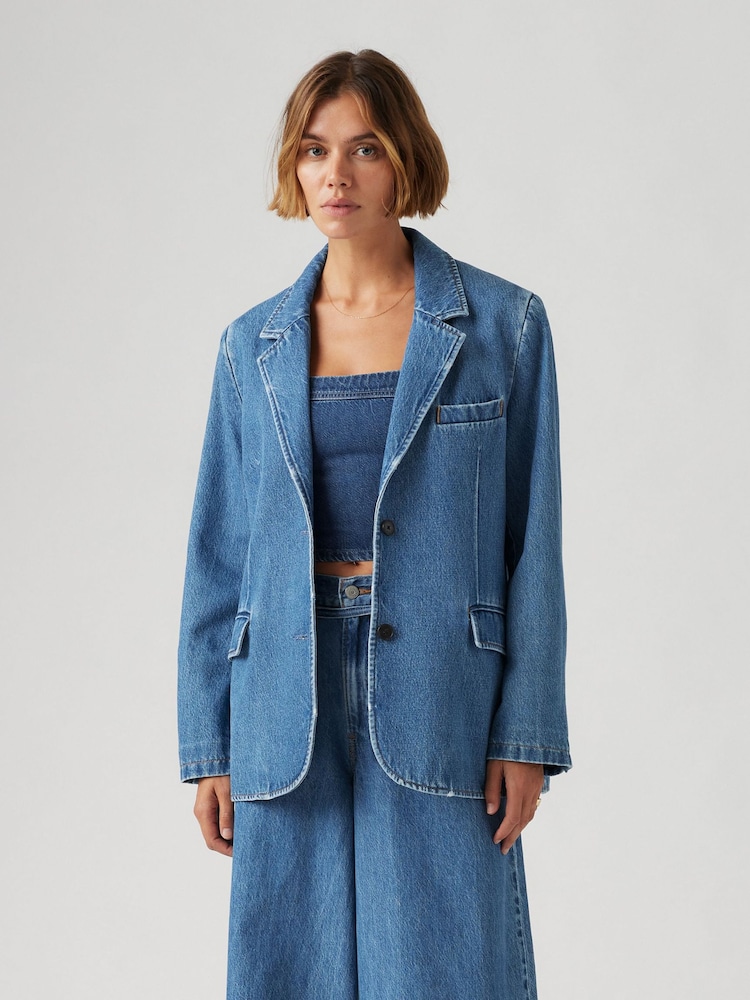 Levi's® Blue Stella Relaxed Denim 100% Cotton Blazer - Image 3 of 9