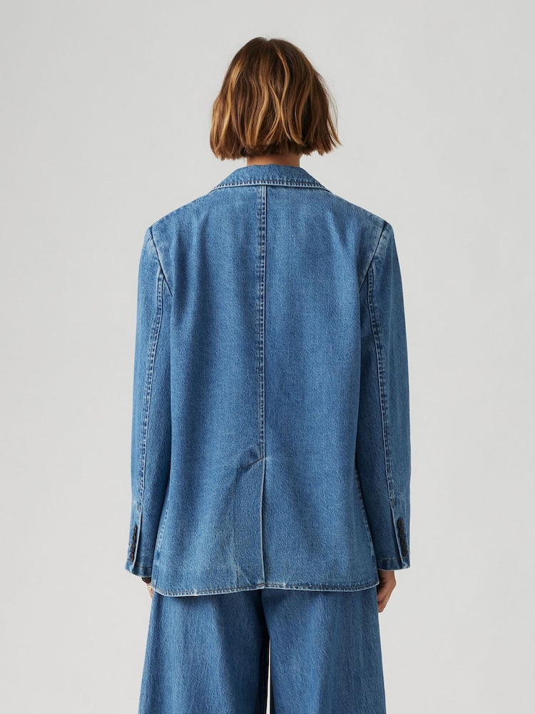 Levi's® Blue Stella Relaxed Denim 100% Cotton Blazer - Image 4 of 9