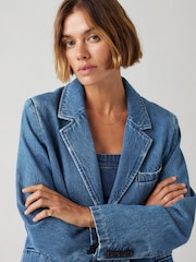 Levi's® Blue Stella Relaxed Denim 100% Cotton Blazer - Image 5 of 9