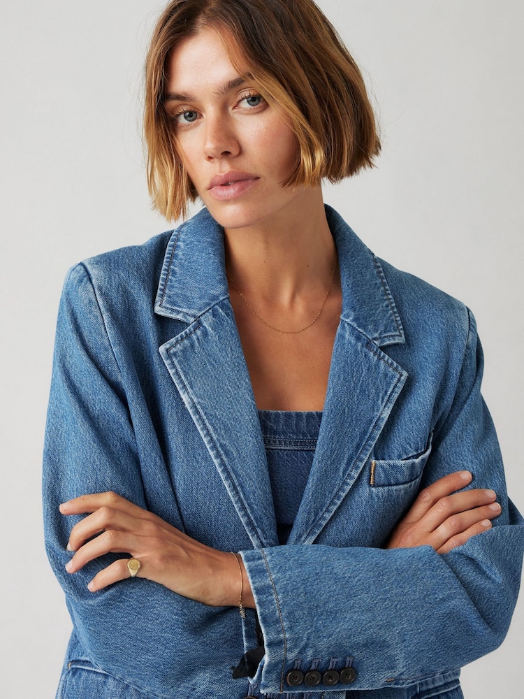 Levi's® Blue Stella Relaxed Denim 100% Cotton Blazer - Image 5 of 9