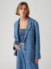 Levi's® Blue Stella Relaxed Denim 100% Cotton Blazer - Image 6 of 9