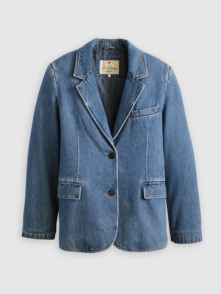 Levi's® Blue Stella Relaxed Denim 100% Cotton Blazer - Image 7 of 9