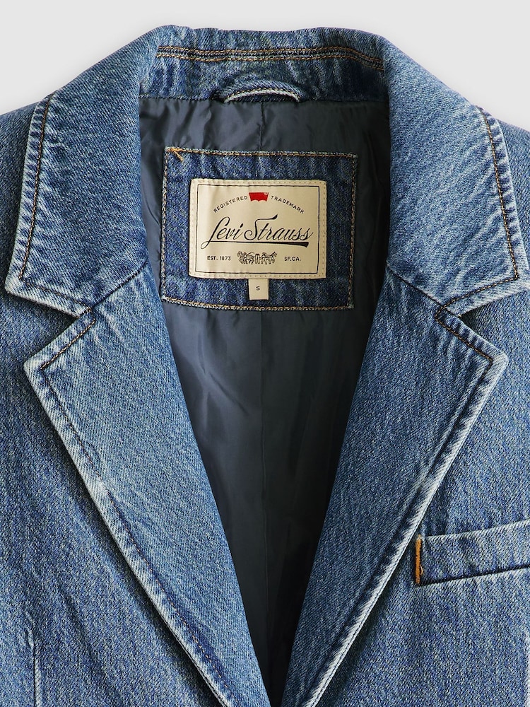 Levi's® Blue Stella Relaxed Denim 100% Cotton Blazer - Image 8 of 9