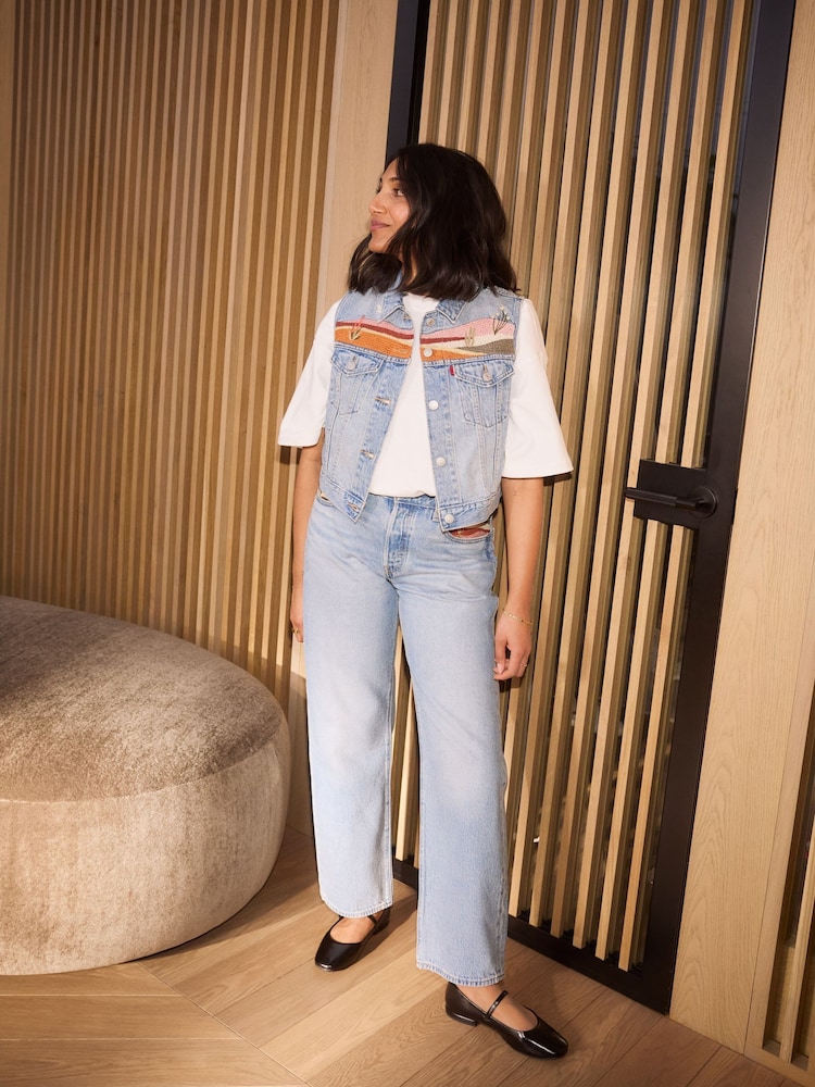 Levi's Embroidered Denim Gilet VEst - Image 1 of 10