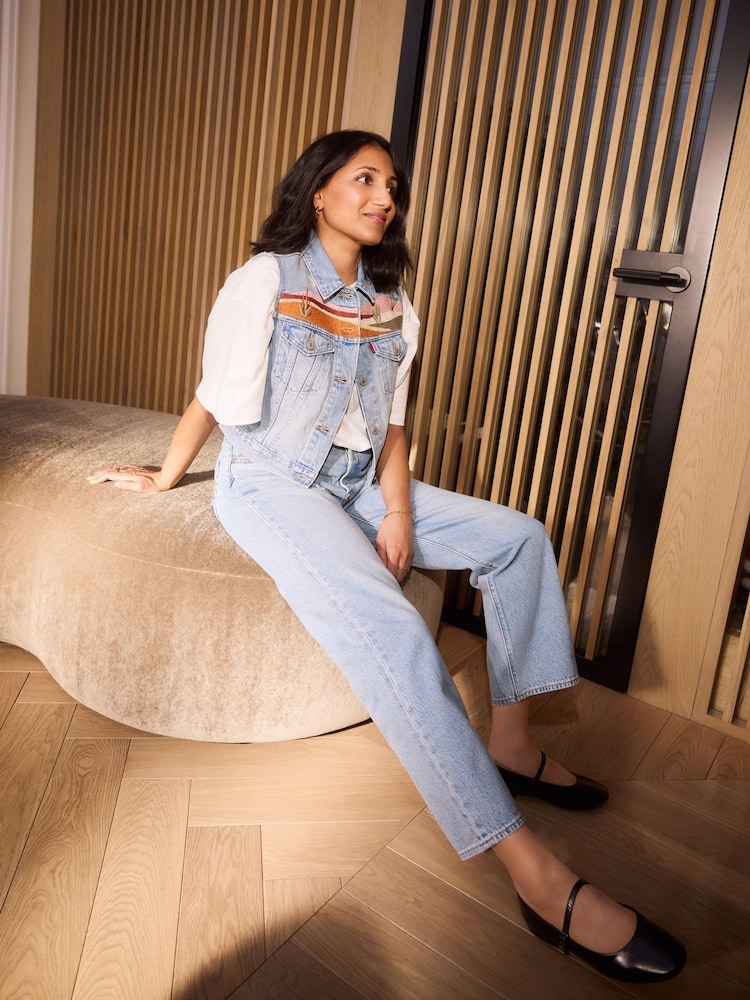 Levi's Embroidered Denim Gilet VEst - Image 2 of 10