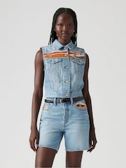 Levi's Embroidered Denim Gilet VEst - Image 4 of 10