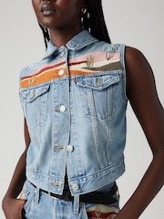Levi's Embroidered Denim Gilet VEst - Image 5 of 10