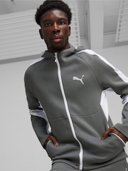 Puma Grey Mens EVOSTRIPE Full Zip Hoodie - Image 1 of 6