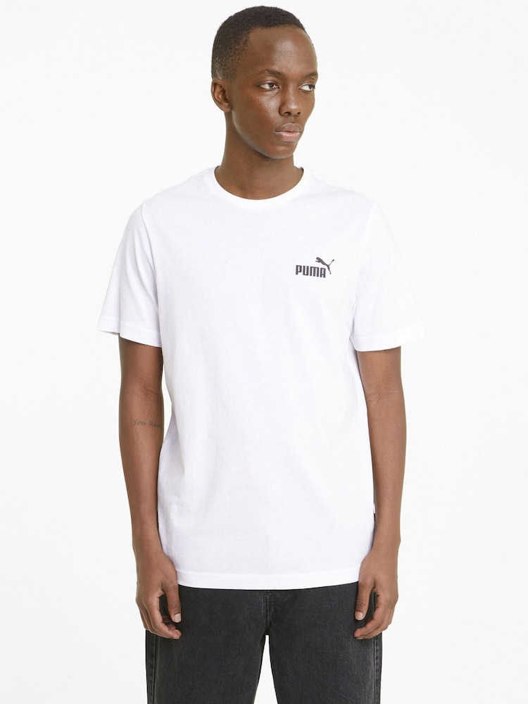 أبيض - تيشِرت قطن 100% للرجال بشعار صغير تشكيلة Essentials من Puma - صورة 1 من 5