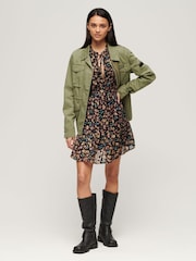 Superdry Brown Mini Printed Long Sleeve Metallic Dress - Image 3 of 3