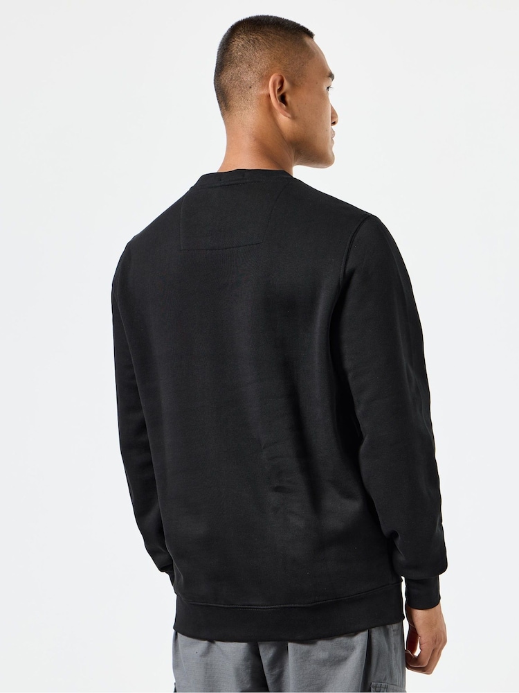 Weekend Offender Mens Blue Classic Ferrer Badge 100% Cotton Sweatshirt - Image 2 of 6 Weekend Offender Mens Blue Classic Ferrer Badge 100% Cotton Sweatshirt - Image 2 of 6