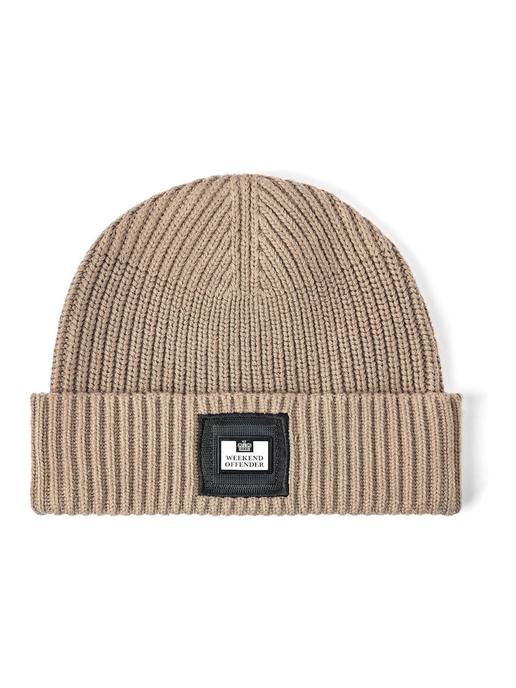 Weekend Offender Mens Mocha Knitted Beanie Brown Hat - Image 1 of 3