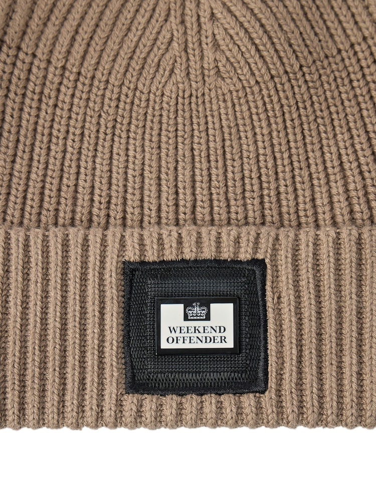 Weekend Offender Mens Mocha Knitted Beanie Brown Hat - Image 2 of 3 Weekend Offender Mens Mocha Knitted Beanie Brown Hat - Image 2 of 3