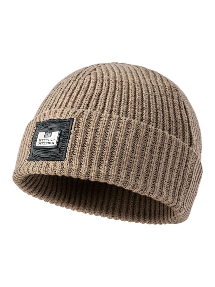 Weekend Offender Mens Mocha Knitted Beanie Brown Hat - Image 3 of 3 Weekend Offender Mens Mocha Knitted Beanie Brown Hat - Image 3 of 3