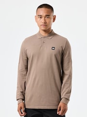 Weekend Offender Mens Classic Dice Badge Long Sleeve 100% Cotton Polo Shirt - Image 1 of 6