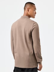 Weekend Offender Mens Classic Dice Badge Long Sleeve 100% Cotton Polo Shirt - Image 2 of 6