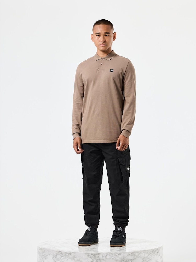 Weekend Offender Mens Classic Dice Badge Long Sleeve 100% Cotton Polo Shirt - Image 3 of 6