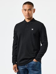 Weekend Offender Mens Classic Dice Badge Long Sleeve 100% Cotton Polo Shirt - Image 1 of 6