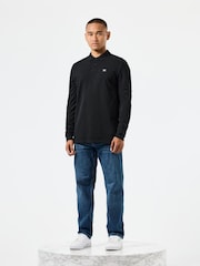 Weekend Offender Mens Classic Dice Badge Long Sleeve 100% Cotton Polo Shirt - Image 3 of 6