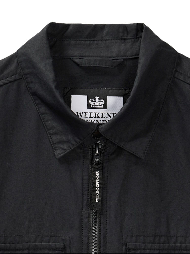 Weekend Offender Mens Formella 100% Cotton Black Overshirt - Image 5 of 8