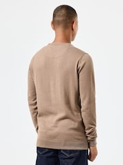 Weekend Offender Mens Solace Crew Neck Knitted 100% Cotton Brown Sweater - Image 2 of 6