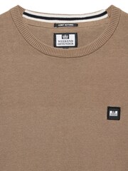 Weekend Offender Mens Solace Crew Neck Knitted 100% Cotton Brown Sweater - Image 5 of 6