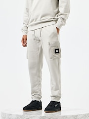 Weekend Offender Mens Grey Lippi Cargo 100% Cotton Joggers - Image 1 of 6