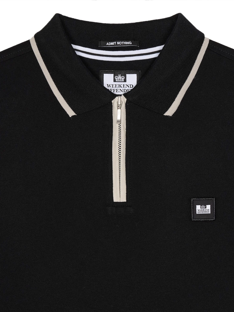 Weekend Offender Mens Shore Zip 100% Cotton Polo Shirt - Image 6 of 6
