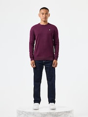 Weekend Offender Mens Purple Solace Crew Neck Knitted 100% Cotton Sweater - Image 3 of 6