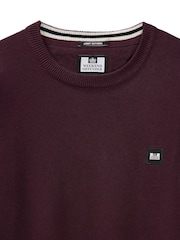 Weekend Offender Mens Purple Solace Crew Neck Knitted 100% Cotton Sweater - Image 5 of 6