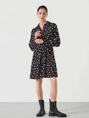 Hush Black Relaxed Mini Alba Polka Dot Shirt Dress - Image 1 of 5
