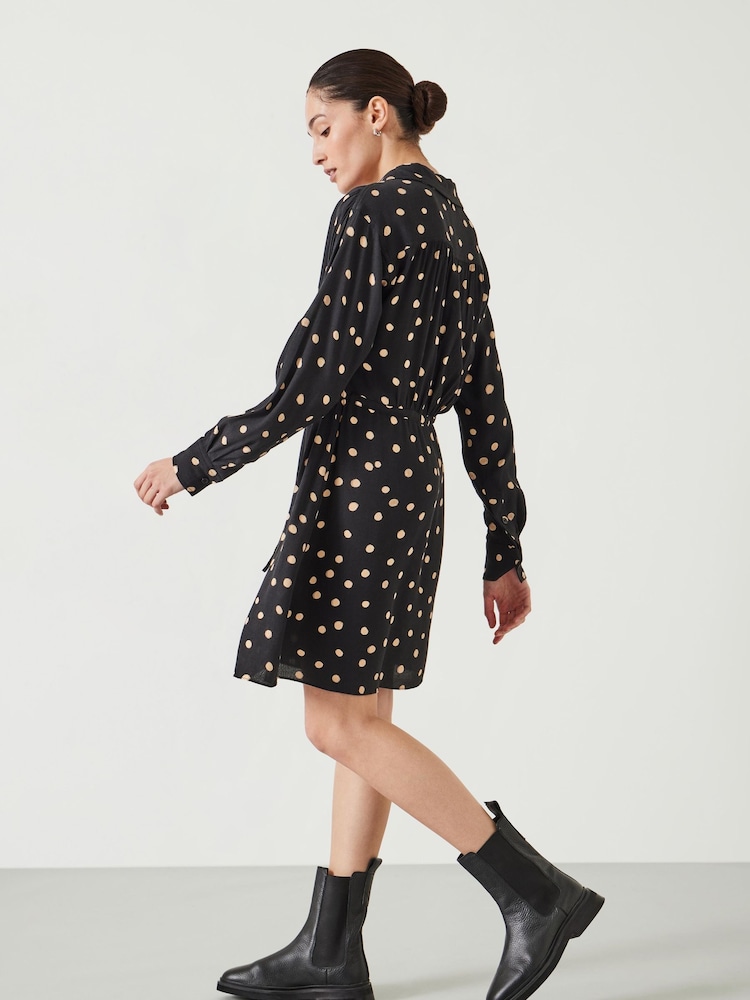 Hush Black Relaxed Mini Alba Polka Dot Shirt Dress - Image 2 of 5