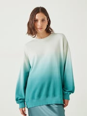 Hush Blue Oversized Ombre Quaden 100% Cottton Sweatshirt - Image 1 of 5