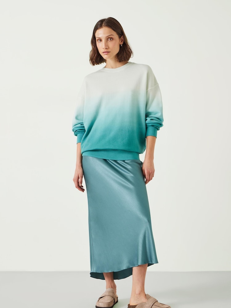 Hush Blue Oversized Ombre Quaden 100% Cottton Sweatshirt - Image 2 of 5