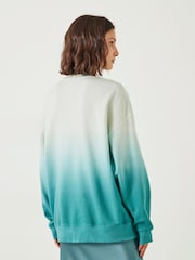 Hush Blue Oversized Ombre Quaden 100% Cottton Sweatshirt - Image 3 of 5