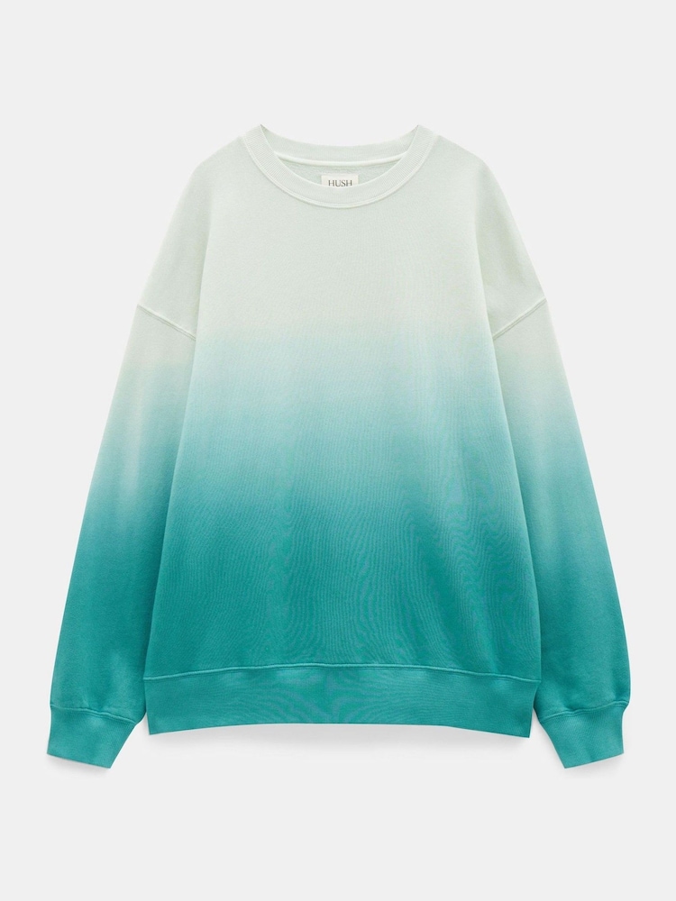 Hush Blue Oversized Ombre Quaden 100% Cottton Sweatshirt - Image 5 of 5