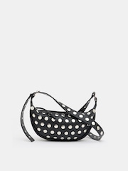 Hush Black Studded Rory Crescent Leather Crossbody Bag - Image 1 of 4