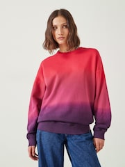 Hush Pink Oversized Ombre Quaden 100% Cottton Sweatshirt - Image 1 of 5