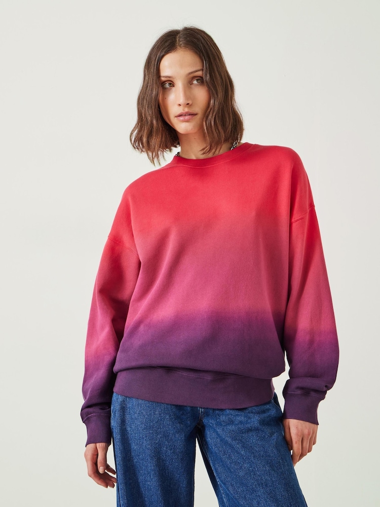 Hush Pink Oversized Ombre Quaden 100% Cottton Sweatshirt - Image 1 of 5