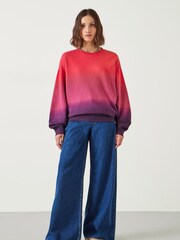 Hush Pink Oversized Ombre Quaden 100% Cottton Sweatshirt - Image 2 of 5