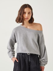 Hush Grey Carlota Relaxed Off Shoulder Sweatshirt - Image 1 of 5