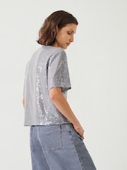Hush Grey Holly Sequin T-Shirt - Image 2 of 5