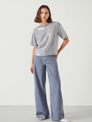 Hush Grey Holly Sequin T-Shirt - Image 3 of 5